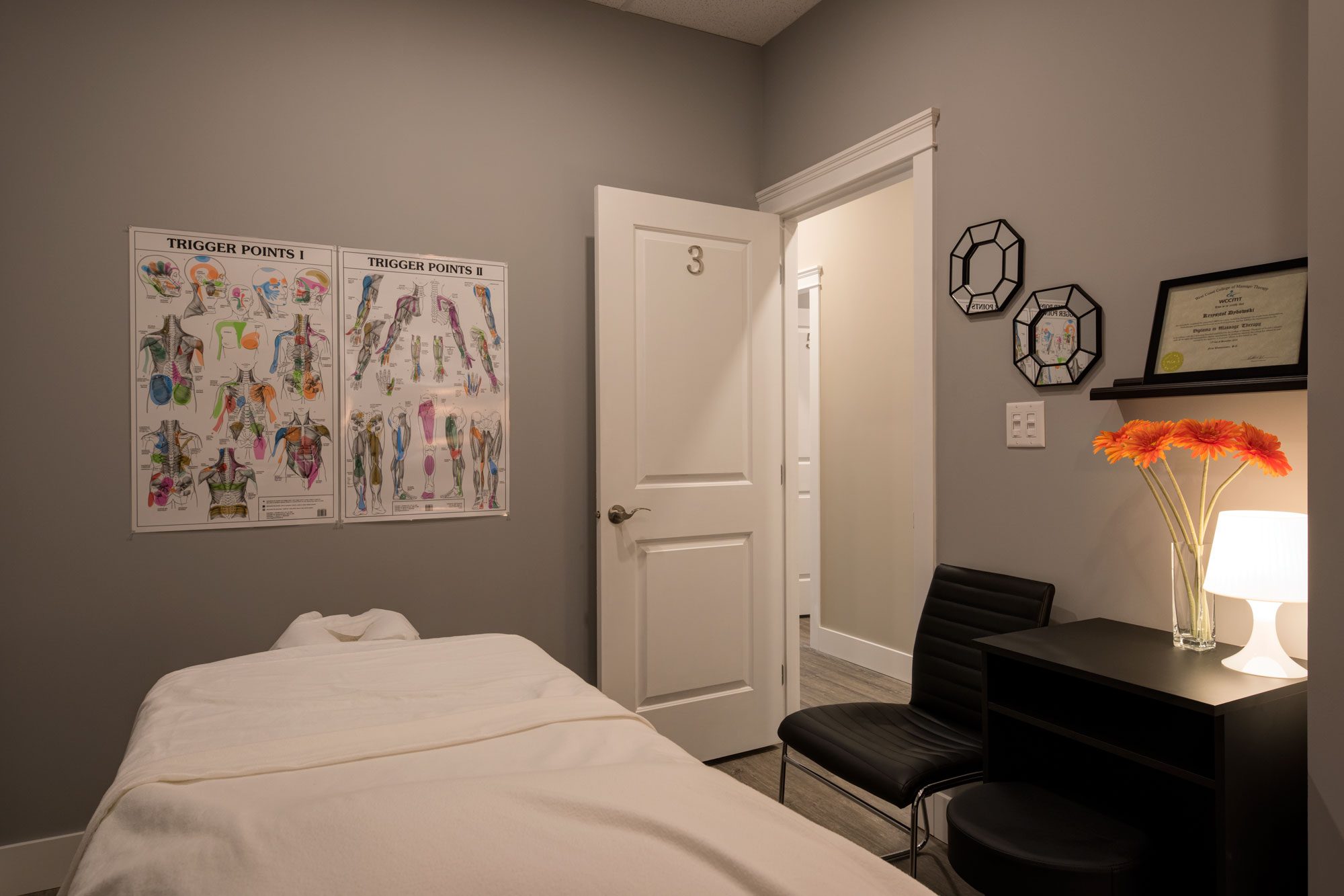 modern massage therapy clinic room